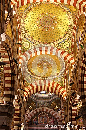 Notre Dame de la Garde ceiling in Marseille, France Editorial Stock Photo
